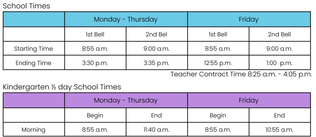 Bell Schedule – Welby Elementary