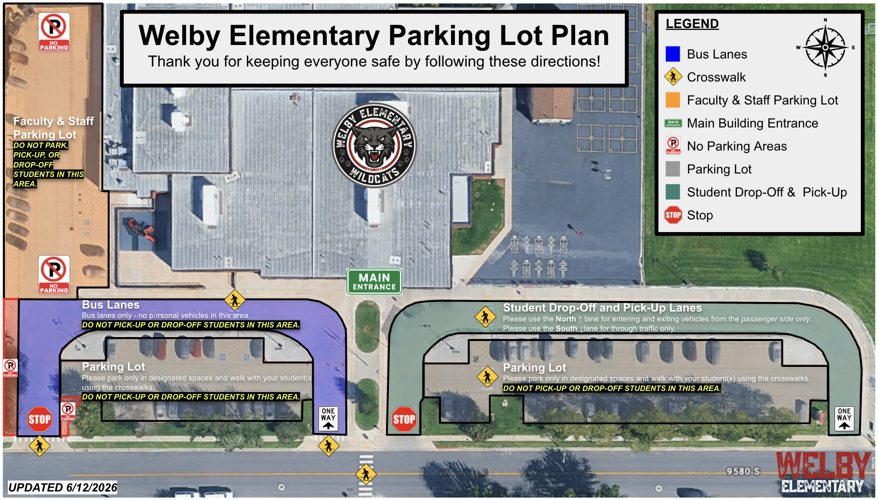 The parking lot plan for Welby Elementary School.