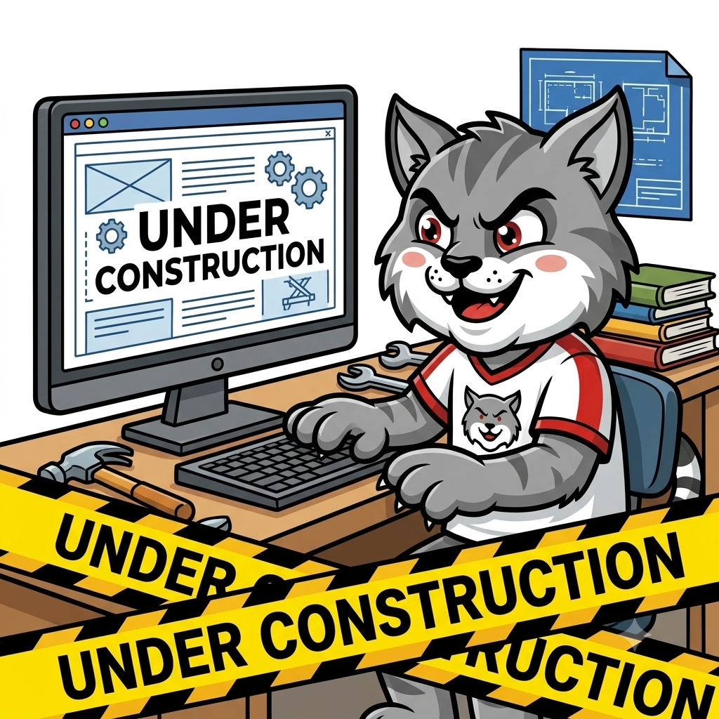 An image of Mr. Whiskers (our school mascot) working on a website.
